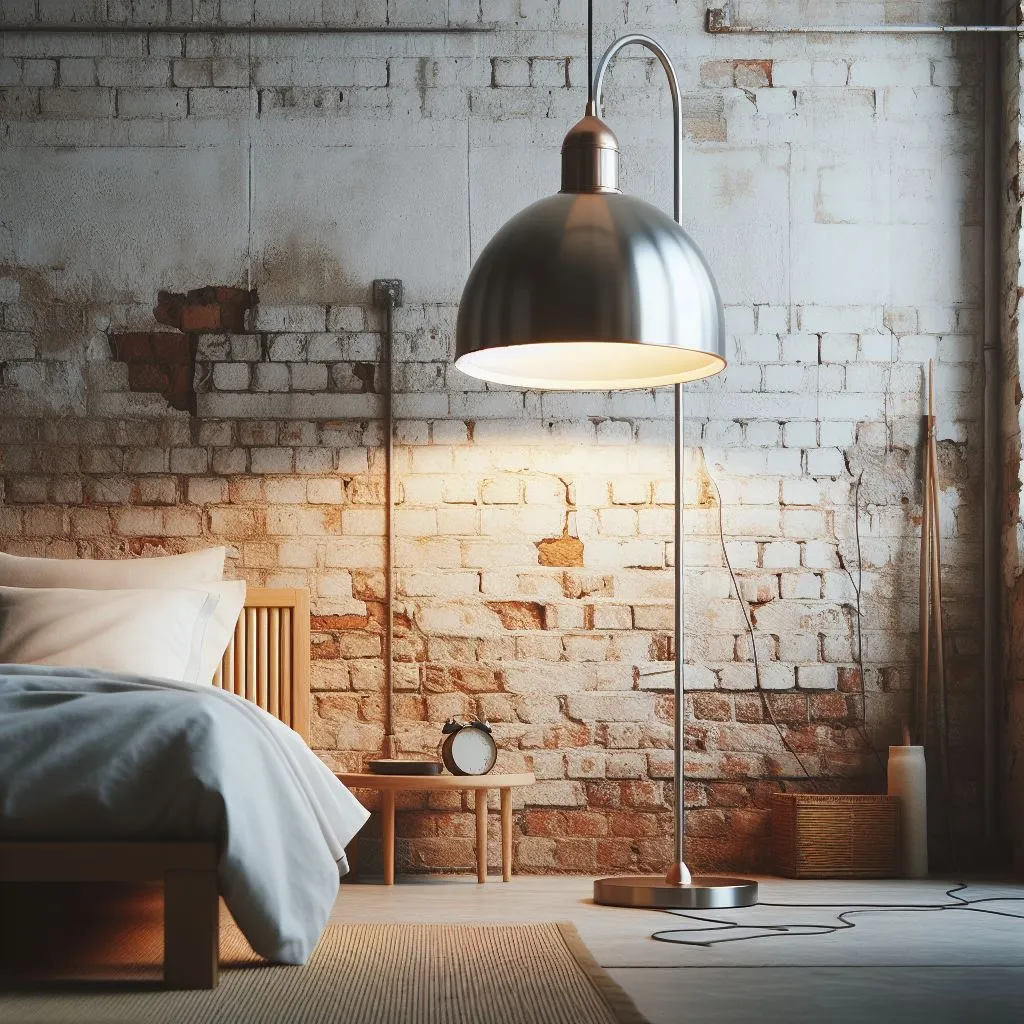 Lampa podłogowa industrialna do sypialni